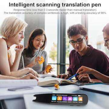 Gexmil Upgraded Translation Scanning Pen Record Black Scan Reader Pen Dictionary Pen Scanning Smart Scanner Translator Device for Language Learners Read Business Travel 125 Language… (Black)