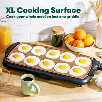 BELLA Electric Ceramic Griddle for 10 Eggs | Non-Stick Surface