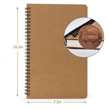 EUSOAR Spiral Notebook, B5 3 Pack 7.3"x10.2" 120 Pages Hardcover Kraft Lined College Ruled Travel Writing Notebooks Journal, Memo Notepad Sketchbook, Students Office Business Subject Diary Journal