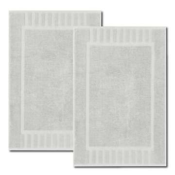 White Classic 2 Silver Bath Mats 22 x 34, 8-Piece Towel Set [2 Bath Towels, 2 Hand Towels, 4 Washcloths] and 4 Bath Towels 27 x 54 | Cotton, Highly Absorbent and Quick Dry for Hotels and Spa