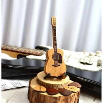 Sherum Strumbox, Sheremart Strumbox, Serum Strumbox, Wooden Acoustic Guitar Box with 3 PCS Guitar, Emboadlie Wooden Acoustic Guitar Box, Wood Guitar Pick Case with Stand