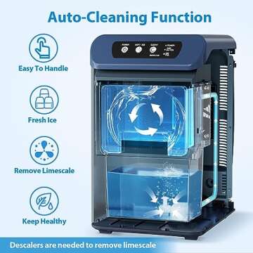 Aeitto Nugget Ice Maker Countertop, 55 lbs/Day, Chewable Ice Maker, Rapid Ice Release in 5 Mins, Auto Water Refill, Self-Cleaning, Stainless Steel Housing Ice Machine, Black