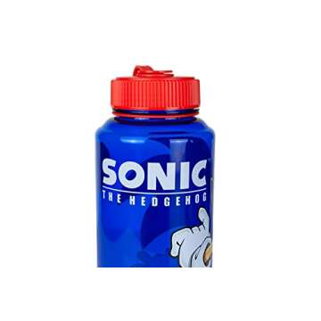 Just Funky Sonic The Hedgehog Plastic Water Bottle - Reusable 32oz Travel Tumbler Drink Holder With Leak/Spill-Proof Lid - Great For School, Sports, Backpack, Lunchbox, Birthday Party Favors - From