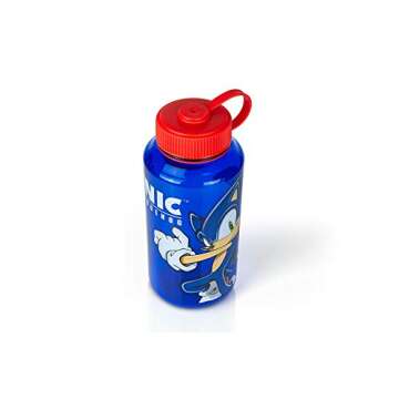 Just Funky Sonic The Hedgehog Plastic Water Bottle - Reusable 32oz Travel Tumbler Drink Holder With Leak/Spill-Proof Lid - Great For School, Sports, Backpack, Lunchbox, Birthday Party Favors - From