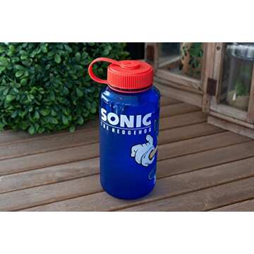 Just Funky Sonic The Hedgehog Plastic Water Bottle - Reusable 32oz Travel Tumbler Drink Holder With Leak/Spill-Proof Lid - Great For School, Sports, Backpack, Lunchbox, Birthday Party Favors - From