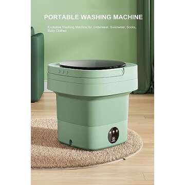 Small Portable Washing Machine, Mini Washer 9L High Capacity with 3 Modes Deep Cleaning for Underwear, Baby Clothes, or Small Items, Foldable Washing Machine for Apartments, Camping, Travel (Green)