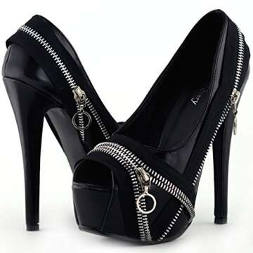 SHOW STORY Classic 6" 6 inch Designer Cute Highest Shoes,LF80836BK39,8US,Black