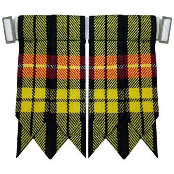 Scottish kilt Hose Sock Flashes Various Tartans Garter Pointed Acrylic Wool/Highland Kilts Flashes (Buchanan Tartan)