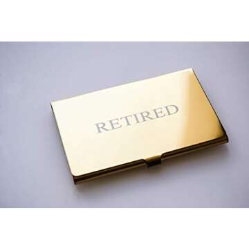 Funny Retirement Business Cards - 50 Pack with Gold Mirror Case