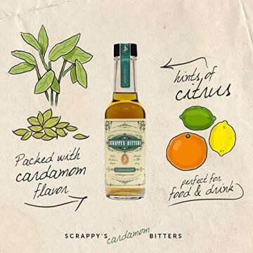 Scrappy's Bitters - Cardamom, 5 oz - Organic Ingredients, Finest Herbs & Zests, No Extracts, Artificial Flavors, Chemicals or Dyes. Made in the USA!