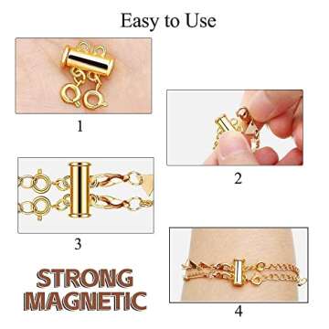 Necklace Layering Clasps Magnetic Slide Lock Clasp Necklace Connector Multi Strands Slide Tube Clasps