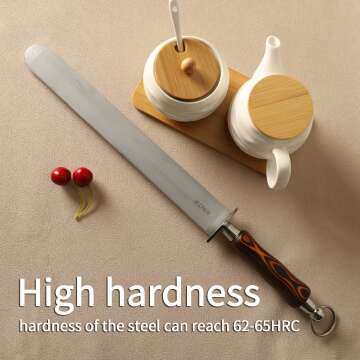 Honing Steel 12 inch Flat Honing Rod Heavy-Duty Sharpening Steel, Fine Cut, High hardness, Ideal For Butcher Knives and Chef Knives, Knife Sharpeners