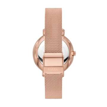 Fossil Women's Jacqueline Quartz Stainless Steel Mesh Three-Hand Watch, Color: Rose Gold Glitz (Model: ES4628)