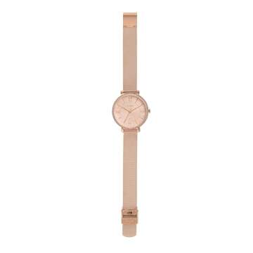 Fossil Women's Jacqueline Quartz Stainless Steel Mesh Three-Hand Watch, Color: Rose Gold Glitz (Model: ES4628)