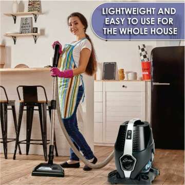 Sirena Bagless Vacuum Cleaner Black Platinum - Water Filtration Pet Vacuum with HEPA Filter and Turbo Brush - Hardwood Floor Sweeper, Air Purifier and Essential Oil Aroma Diffuser