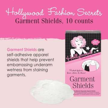 Hollywood Fashion Secrets Garment Shields, Moisture Wicking Sweat Pads, 10 Count