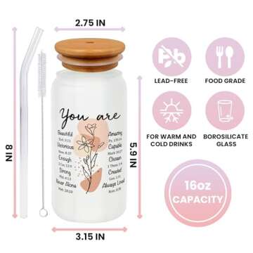 Religious Gifts for Women, Inspirational Gifts - 16 Oz Can Glass