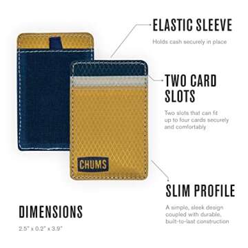 Chums Daily Wallet - Ultra Slim Front Pocket Card Holder Wallet for Men & Women - Holds Cash, ID & Credit Cards (Yellow/Olive-Orange)