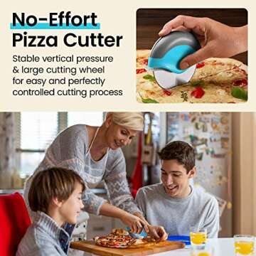 Kitchy Pizza Cutter Wheel with Blade Cover - Ergonomic Slicer (Blue)