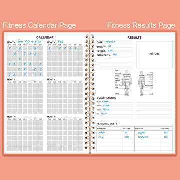 Fitness Planner for Women & Men - A5 Workout Log Book/Exercise Workout Log to Track Weight Loss, GYM, Bodybuilding Progress - Daily Health & Wellness Workout Journals, 5.8X8.25 In Workout Book