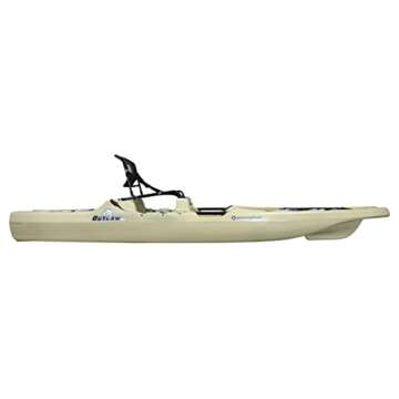 Perception Kayaks Outlaw | Sit on Top Fishing | Fold Away Lawn Chair Seat | 4 Rod Holders | Integrated Tackle Trays | Fossil Tan, 11' 5"