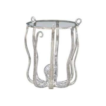 Powell Furniture Linon Olivia Octopus Aluminum and Glass Table in Silver