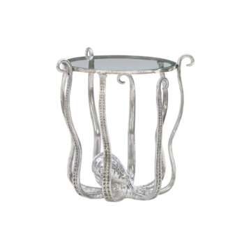 Powell Furniture Linon Olivia Octopus Aluminum and Glass Table in Silver