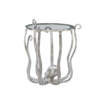 Powell Furniture Linon Olivia Octopus Aluminum and Glass Table in Silver