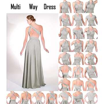 Women's Transformer Convertible Multi Way Wrap Long Prom Maxi Dress Halter V-Neck Wedding Bridesmaid Formal Evening Party Dress Casual Spaghetti Strap Criss Cross Back Cocktail Gown White Hi Low S