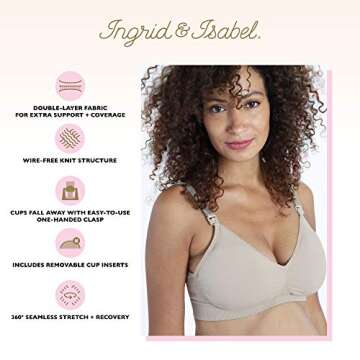 Ingrid & Isabel Women's Maternity Seamless Drop Cup Back Clasp Nursing Bra, Nude, Medium