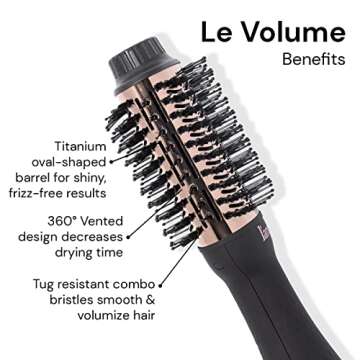 L'ANGE HAIR Le Volume 2-in-1 Titanium Blow Dryer Brush - Smooth, Frizz-Free Hair