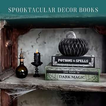 Decorae Magic Nesting Halloween Books (Set of 2); Russian Doll Style Hidden Books, Spooky Holiday Themed Fake Books