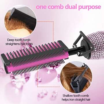 Dan Technology 500℉ Hot Comb for Wigs, Diamond Hair Straightener, 7 Temperature Settings, 60 Min Auto-Off, Professional Styling Tool for Natural Black Hair