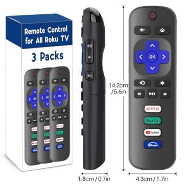 3 Pack Replacement Remote Control Only for Roku TV, Compatible for TCL Roku/Hisense Roku/Sharp/Philips/Onn Roku (Not for Roku Stick and Box)