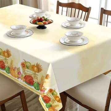 Thanksgiving Disposable Tablecloth,2 Pack Thanksgiving Plastic Tablecloths 54 x 108 Inch Pumpkin Maple Table Cloth for Rectangle,Thanksgiving Decoration,Thanksgiving Birthday Party,Outdoor Picnic