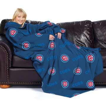 MLB Chicago Cubs Comfy Throw Blanket with Sleeves