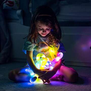 NUTTY TOYS Light Up Pop Tubes Sensory Toys - Glow Sticks for Kids, Fine Motor Skills Toddler Toy, Top ADHD & Autism Fidget 2024 Best Preschool Gifts Idea, Unique Boy & Girl Christmas Stocking Stuffers