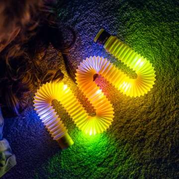 NUTTY TOYS Light Up Pop Tubes Sensory Toys - Glow Sticks for Kids, Fine Motor Skills Toddler Toy, Top ADHD & Autism Fidget 2024 Best Preschool Gifts Idea, Unique Boy & Girl Christmas Stocking Stuffers