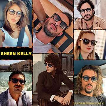 SHEEN KELLY Acetate Retro Oval Sunglasses For Men Women Vintage Fashion Round UV400 Blue Lens Classic Eyewear