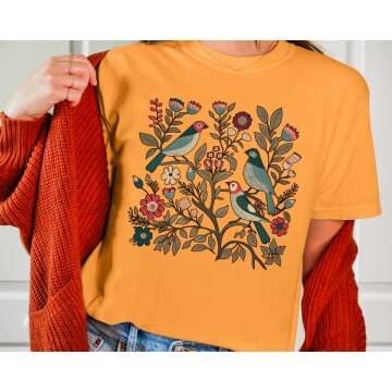 Boho Floral Bird Shirt for Women – Gift Idea