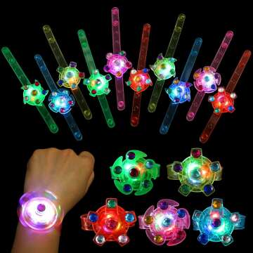 SCIONE 24pack LED Light Up Fidget Spinner Bracelets