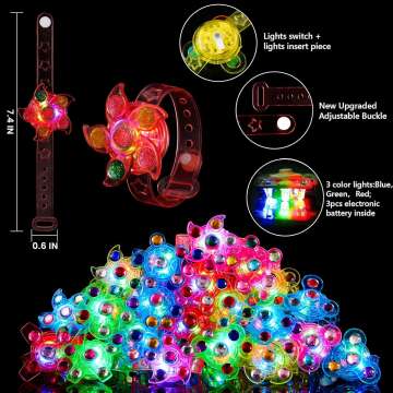 SCIONE 24pack LED Light Up Fidget Spinner Bracelets