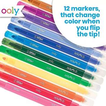 Ooly 12 Pack Switch-eroo Color Changing Markers, Dual Tip Markers for Kids, Double Ended Chisel Tip Marker Set Great for Art Supplies, Drawing and Stationery Sets