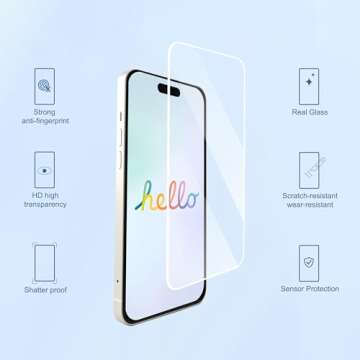 Ailun 3 Pack Screen Protector for iPhone 16 Pro [6.3 inch] + 3 Pack Camera Lens Protector with Installation Frame,Case Friendly Tempered Glass Film,[9H Hardness] - HD [6 Pack]