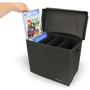 CASEMATIX Graded Comic Book Storage Case Fits up to 28 CGC Graded Comics, Lightweight Comic Book Bin with Three Removable Comic Book Box Partitions