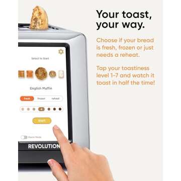 Revolution R180S High-Speed Touchscreen Toaster – 2-Slice Smart Toaster with Patented InstaGLO Technology & Panini Sandwich Mode – Toast Bread, Bagels, Waffles, Muffins, Tortillas, Pastries – Silver