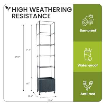 Self-Watering Tomato Planter Box with Trellis & Wheels