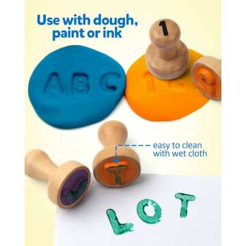 Wooden Alphabet & Number Stamp Flashcards for Kids