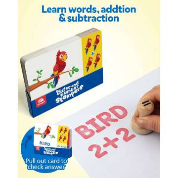 Wooden Alphabet & Number Stamp Flashcards for Kids