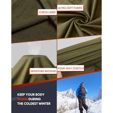 CL convallaria Thermal Underwear Long Johns Set Mens Winter Hunting Gear Sport Base Layer Bottom Top